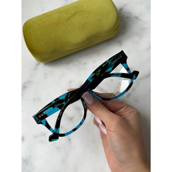 NEW Gucci GG1332O Blue Havana Square Eyeglass Frames - Picture 4 of 8